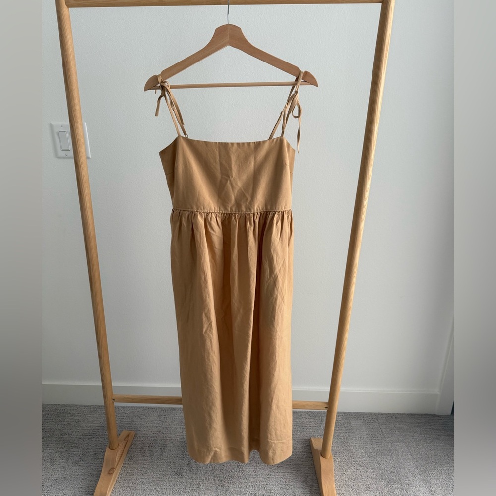 Uniqlo Tan Midi Dress with Tie Straps